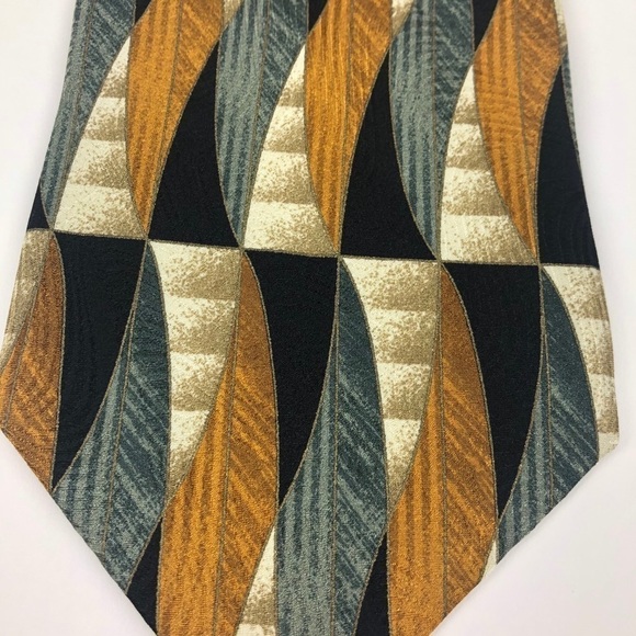 Stefano Milano Mens Tie, Gold Tan Silk Italy - Picture 3 of 5